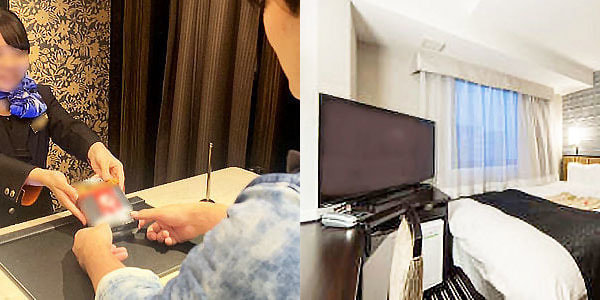 ビジネスホテルAでのサンプリングとサイネージ媒体のセット実施