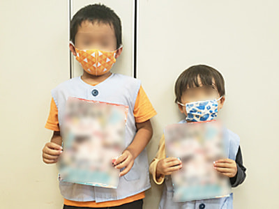 敬老の日に合わせ園児に向けた子ども向けアニメ番組キャラクターぬり絵チラシのサンプリング事例1