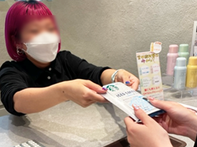 美容室での某有名コーヒーチェーンのアイスコーヒー用ドリップバッグサンプリング事例2